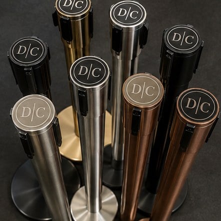 Branded stanchions with logo