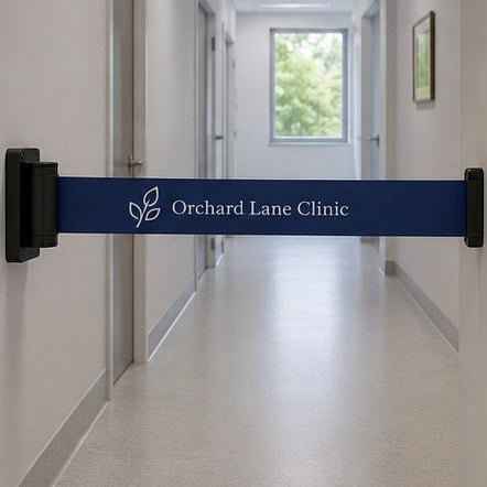 Customized stanchions for healthcare and clinics