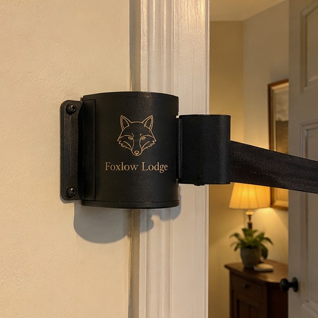 Stanchions with logo — customer photo