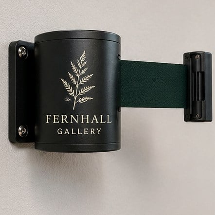 Wall-Mounted Retractable Barriers with custom branding